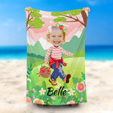 Lofaris Personalized Smile Girl Spring Outing Beach Towel